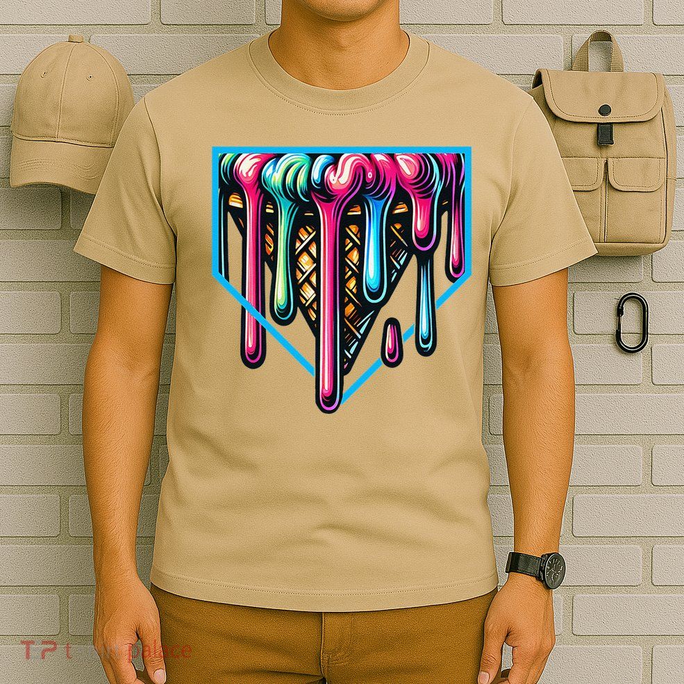 Home Plate Drip Ice Cream Softball & Baseball T-Shirt