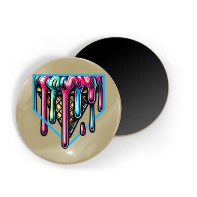 Home Plate Drip Ice Cream Softball & Baseball Magnet