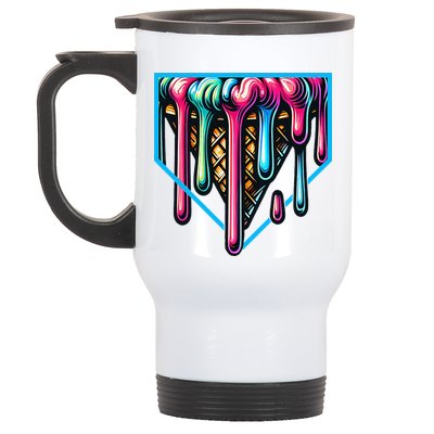 Home Plate Drip Ice Cream Softball & Baseball Stainless Steel Travel Mug