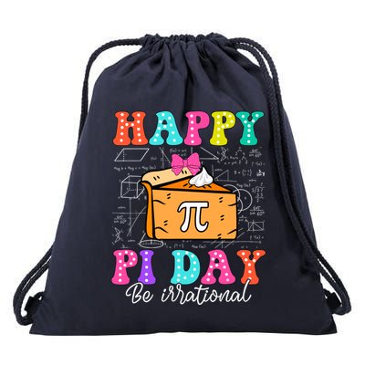 Happy Pi Day Funny Math Coach Teacher Pi Day Coquette Bow Drawstring Bag