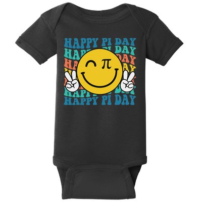 Happy Pi Day Math Teachers Student Smile Face Pi Day Baby Bodysuit