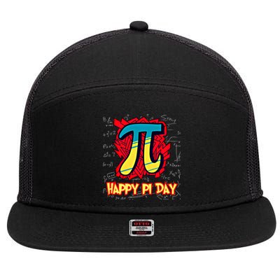 Happy Pi Day Symbol For Math Lovers Great Gift 7 Panel Mesh Trucker Snapback Hat