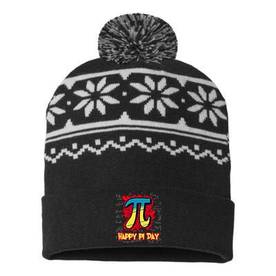 Happy Pi Day Symbol For Math Lovers Great Gift USA-Made Snowflake Beanie