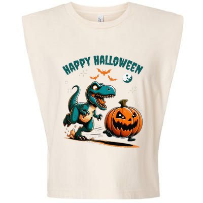 Halloween Pumpkin Dinosaur Funny Trex Garment-Dyed Women's Muscle Tee