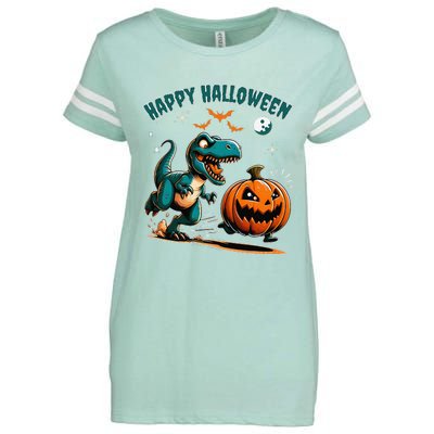 Halloween Pumpkin Dinosaur Funny Trex Enza Ladies Jersey Football T-Shirt