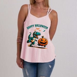 Halloween Pumpkin Dinosaur Funny Trex Women's Strappy Tank