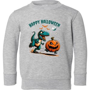 Halloween Pumpkin Dinosaur Funny Trex Toddler Sweatshirt