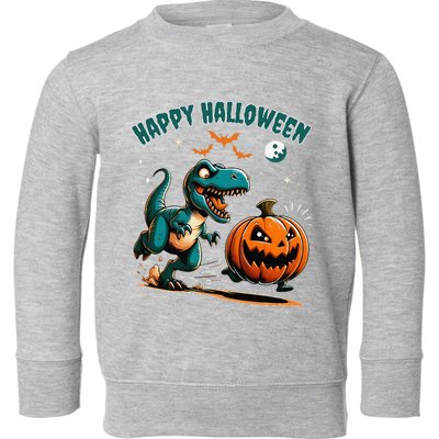 Halloween Pumpkin Dinosaur Funny Trex Toddler Sweatshirt