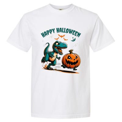 Halloween Pumpkin Dinosaur Funny Trex Garment-Dyed Heavyweight T-Shirt