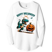 Halloween Pumpkin Dinosaur Funny Trex Women's Perfect Tri Tunic Long Sleeve Shirt