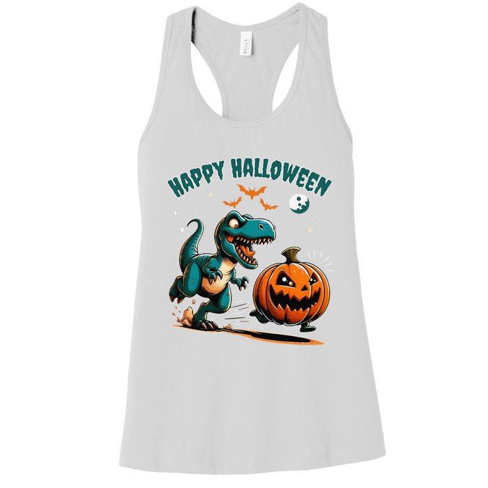 Halloween Pumpkin Dinosaur Funny Trex Women's Racerback Tank