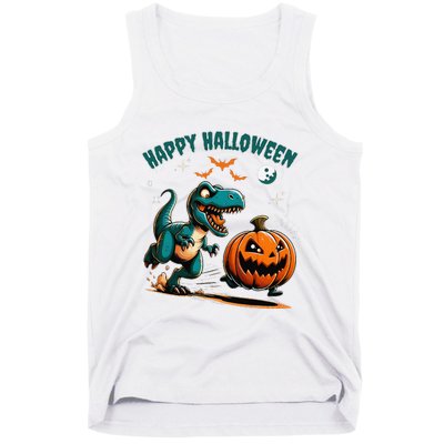 Halloween Pumpkin Dinosaur Funny Trex Tank Top