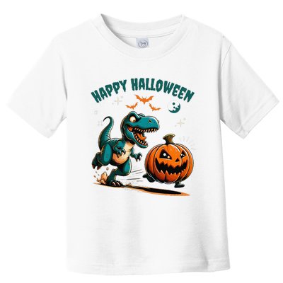 Halloween Pumpkin Dinosaur Funny Trex Toddler T-Shirt