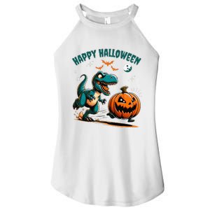 Halloween Pumpkin Dinosaur Funny Trex Women's Perfect Tri Rocker Tank