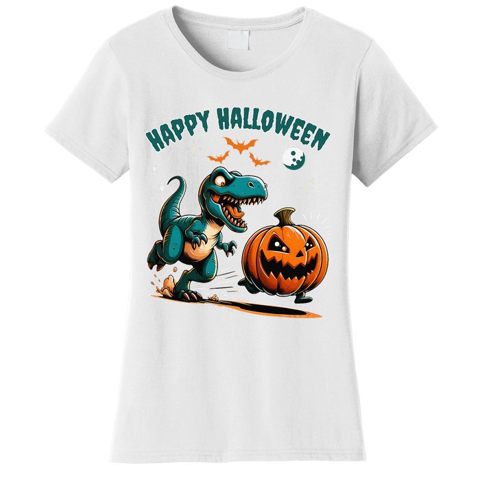 Halloween Pumpkin Dinosaur Funny Trex Women's T-Shirt