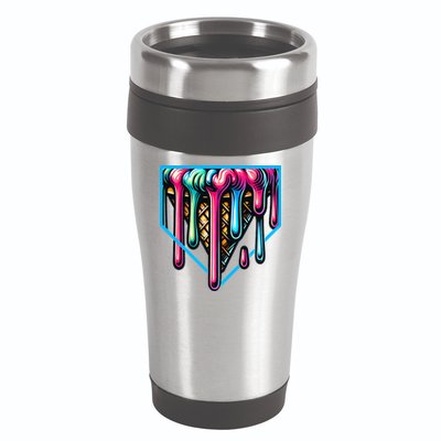 Home Plate Drip Ice Cream Softball & Baseball 16oz Travel Tumbler