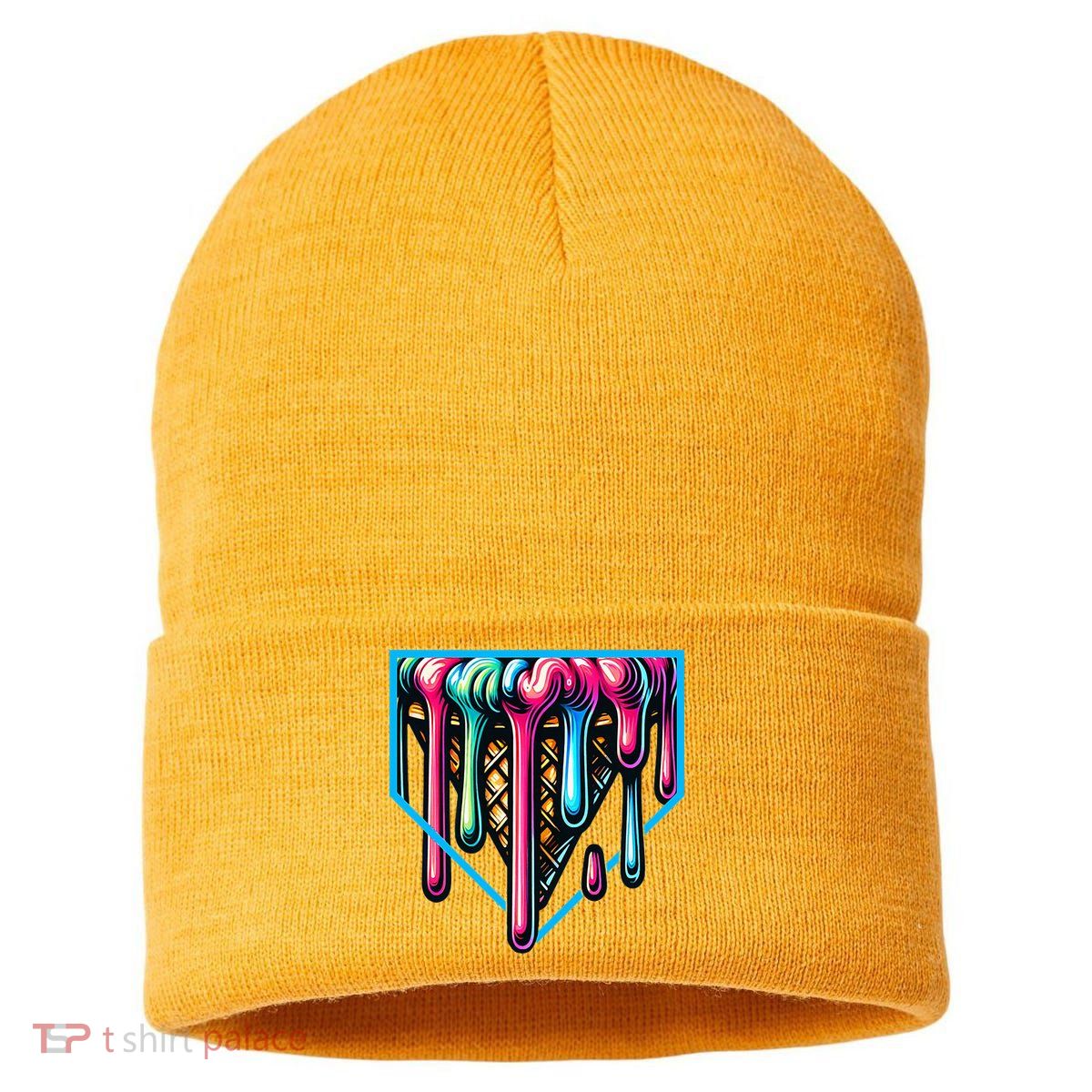 Home Plate Drip Ice Cream Softball & Baseball Sustainable Knit Beanie