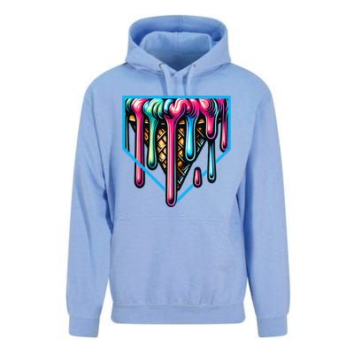 Home Plate Drip Ice Cream Softball & Baseball Unisex Surf Hoodie