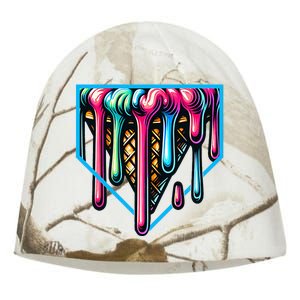 Home Plate Drip Ice Cream Softball & Baseball Kati - Camo Knit Beanie