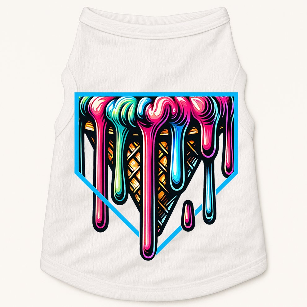 Home Plate Drip Ice Cream Softball & Baseball Doggie Tank