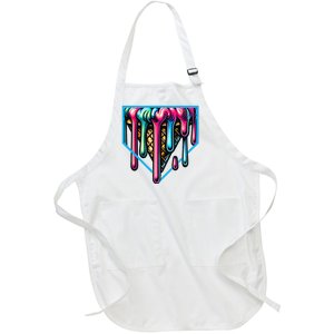 Home Plate Drip Ice Cream Softball & Baseball Full-Length Apron With Pockets