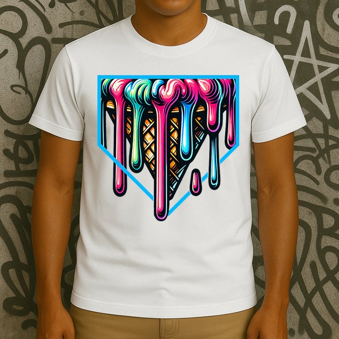 Home Plate Drip Ice Cream Softball & Baseball T-Shirt