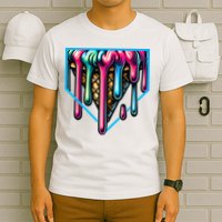 Home Plate Drip Ice Cream Softball & Baseball T-Shirt