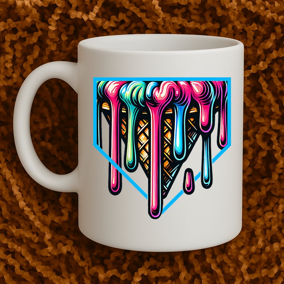 Home Plate Drip Ice Cream Softball & Baseball Mug