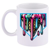 Home Plate Drip Ice Cream Softball & Baseball 11oz C Handle Ceramic Mug