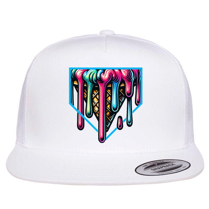 Home Plate Drip Ice Cream Softball & Baseball Flatbill Hat