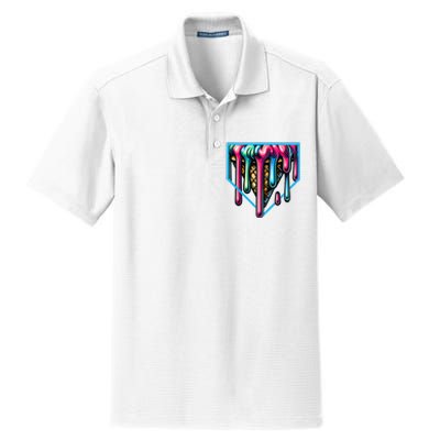 Home Plate Drip Ice Cream Softball & Baseball Dry Zone Grid Polo