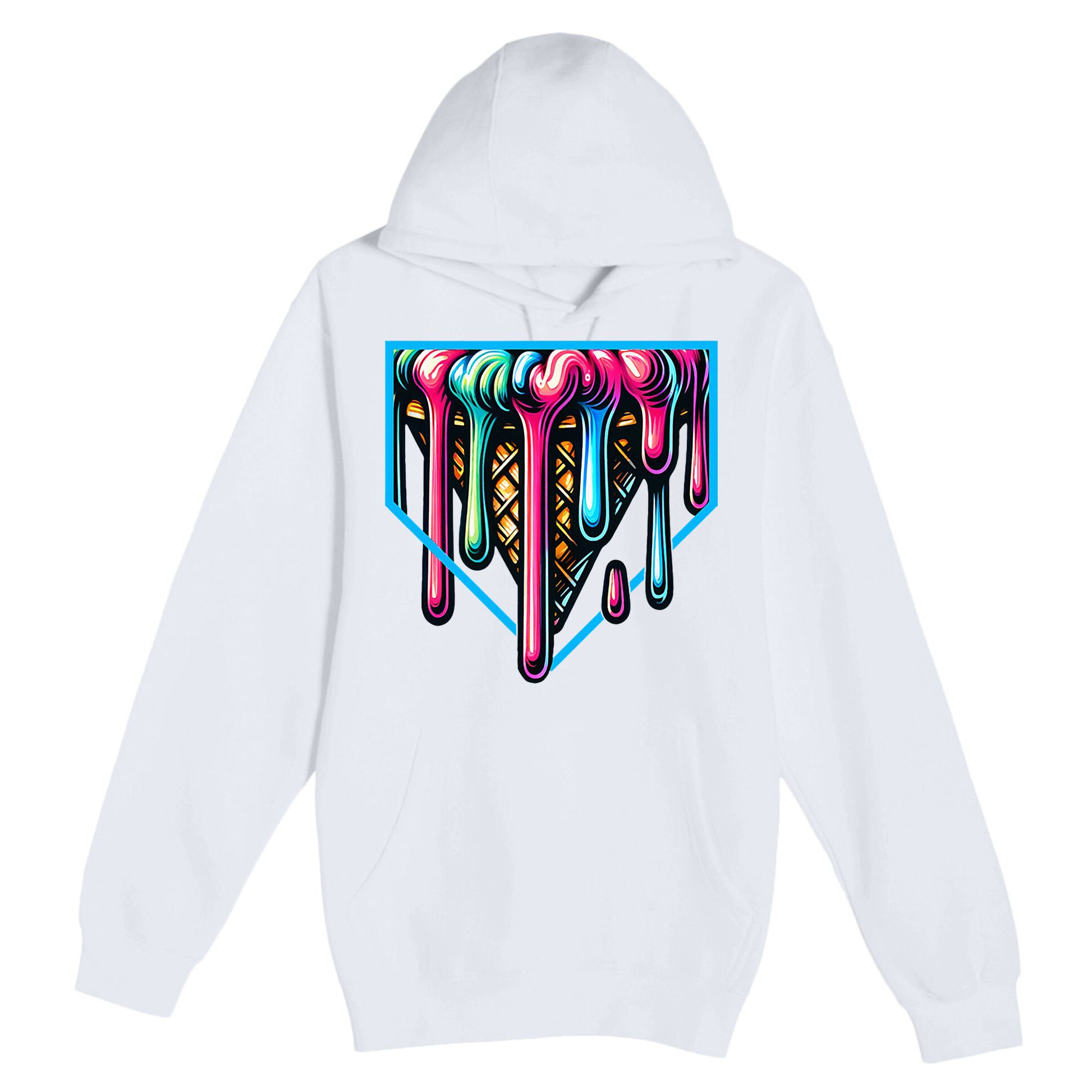 Home Plate Drip Ice Cream Softball & Baseball Premium Pullover Hoodie