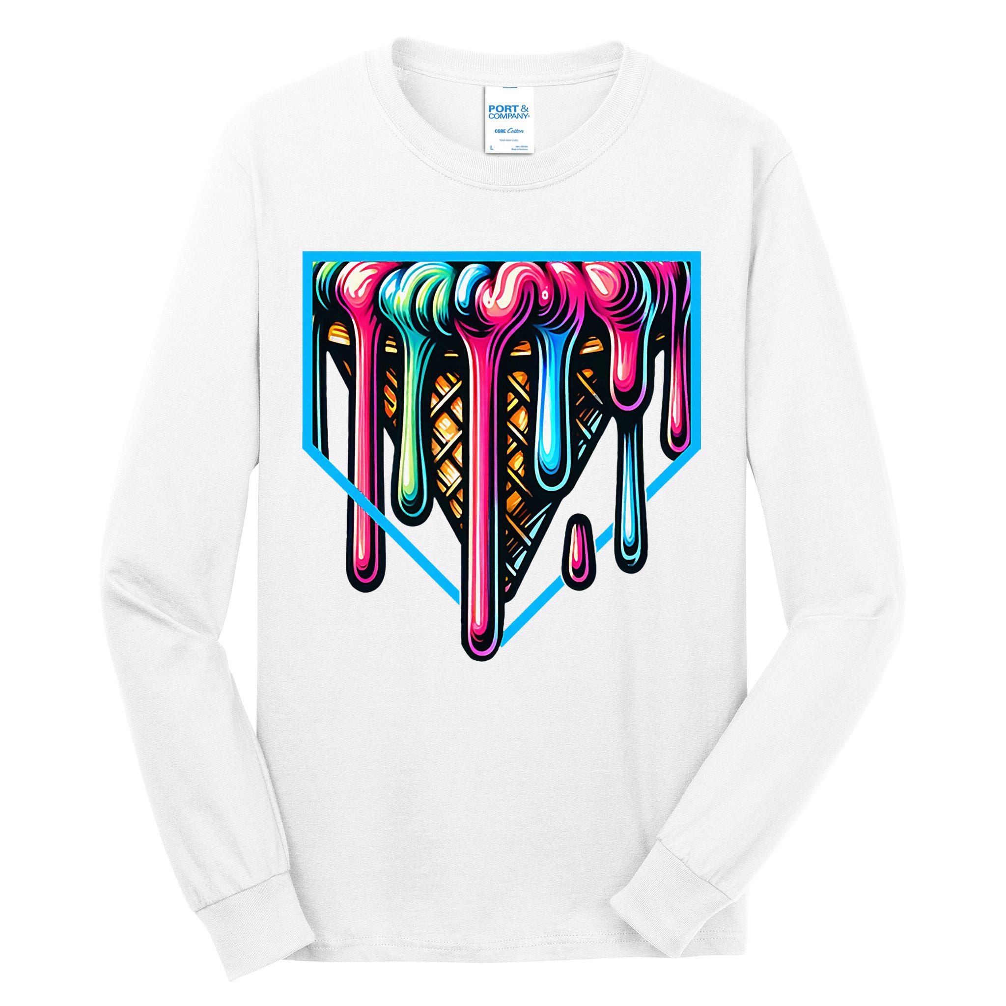 Home Plate Drip Ice Cream Softball & Baseball Tall Long Sleeve T-Shirt