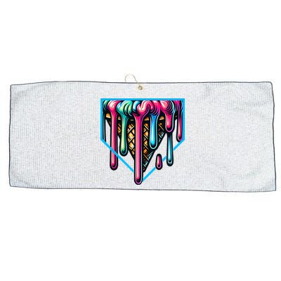 Home Plate Drip Ice Cream Softball & Baseball Large Microfiber Waffle Golf Towel