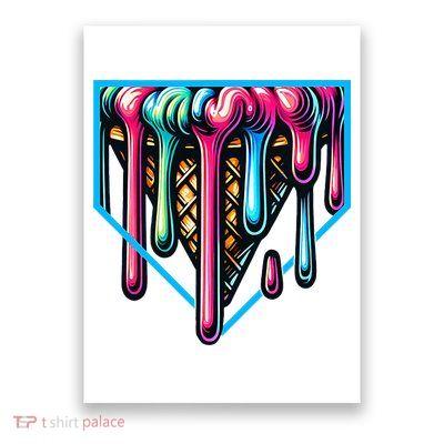 Home Plate Drip Ice Cream Softball & Baseball Poster