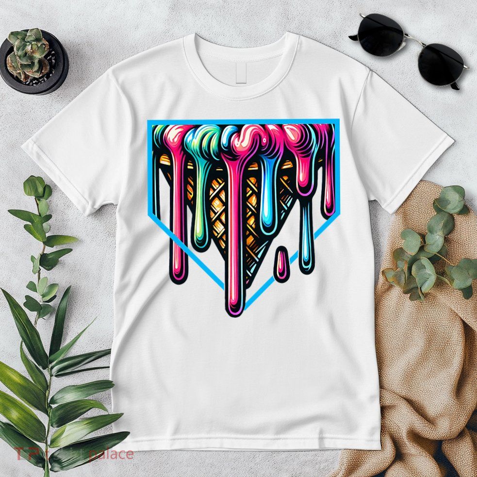 Home Plate Drip Ice Cream Softball & Baseball Premium T-Shirt