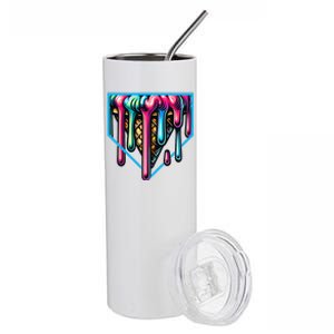 Home Plate Drip Ice Cream Softball & Baseball Stainless Steel Tumbler