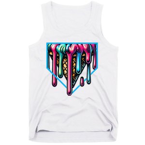 Home Plate Drip Ice Cream Softball & Baseball Tank Top