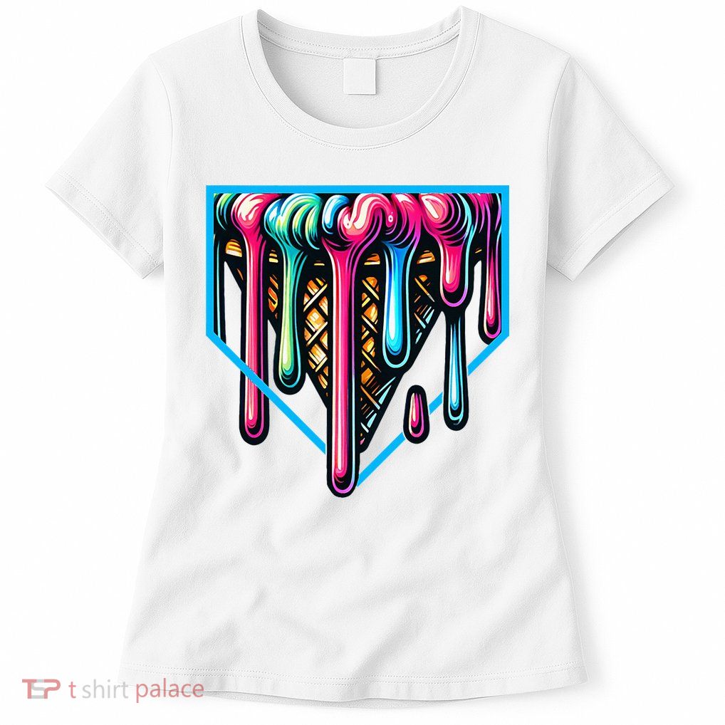 Home Plate Drip Ice Cream Softball & Baseball Womens T-Shirt