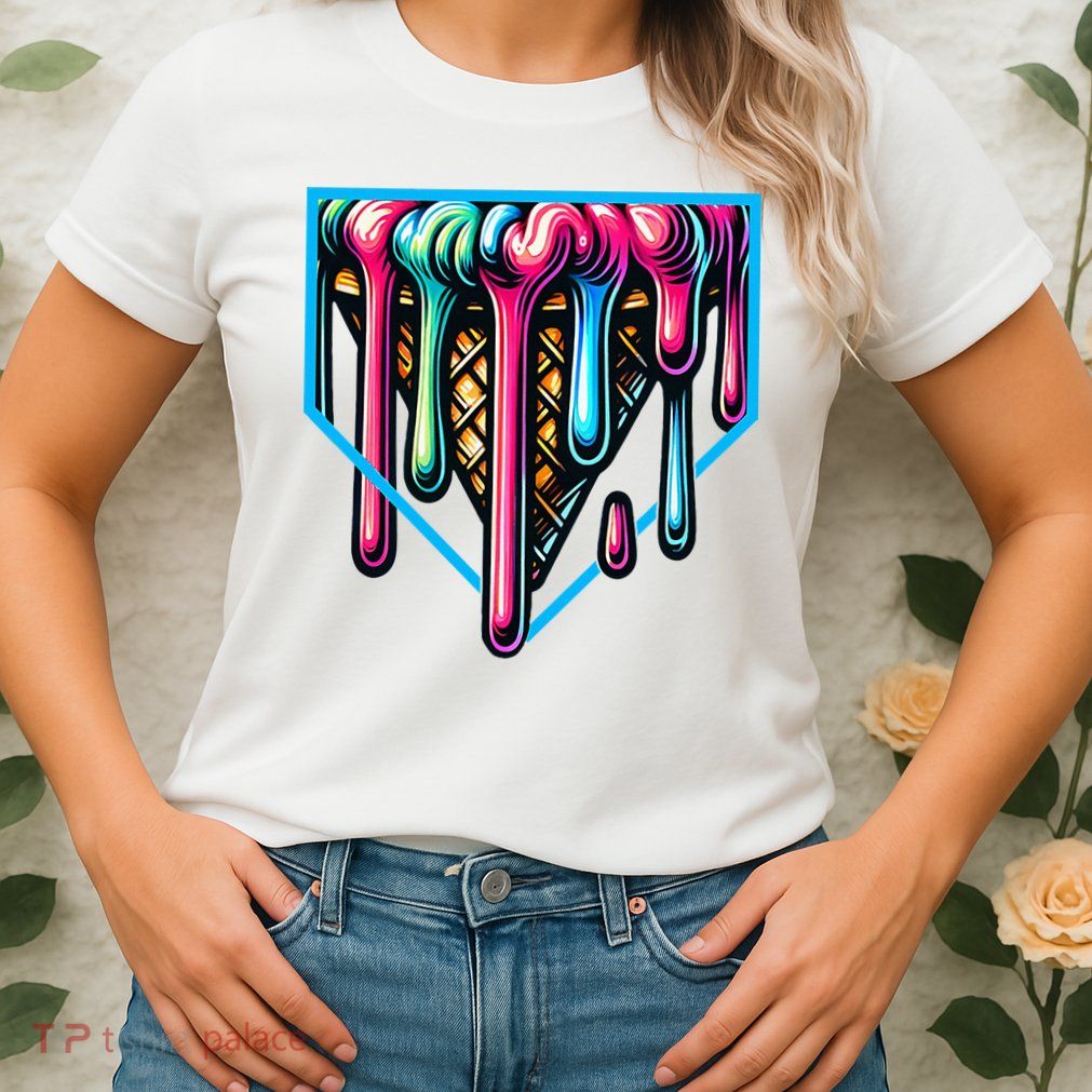 Home Plate Drip Ice Cream Softball & Baseball Womens T-Shirt