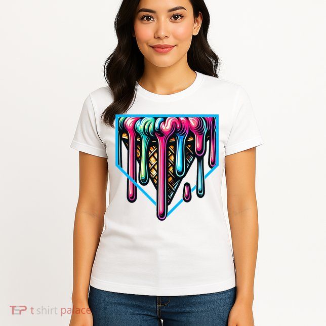 Home Plate Drip Ice Cream Softball & Baseball Womens T-Shirt