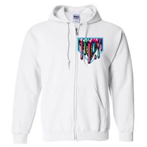 Home Plate Drip Ice Cream Softball & Baseball Full Zip Hoodie