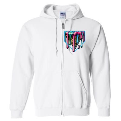 Home Plate Drip Ice Cream Softball & Baseball Full Zip Hoodie