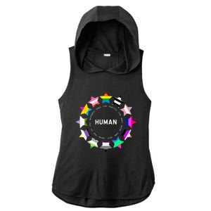 Human Pride Design Human LGBTQ Flag Ladies PosiCharge Tri-Blend Wicking Draft Hoodie Tank