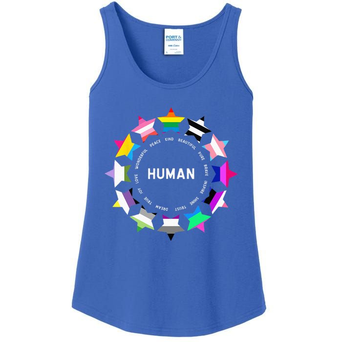 Human Pride Design Human LGBTQ Flag Ladies Essential Tank