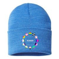 Human Pride Design Human LGBTQ Flag Sustainable Knit Beanie