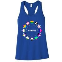 Human Pride Design Human LGBTQ Flag Women's Racerback Tank