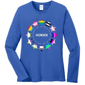 Human Pride Design Human LGBTQ Flag Ladies Long Sleeve Shirt