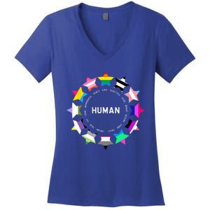 Human Pride Design Human LGBTQ Flag Women's V-Neck T-Shirt