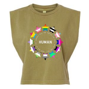 Human Pride Design Human LGBTQ Flag Garment-Dyed Women's Muscle Tee